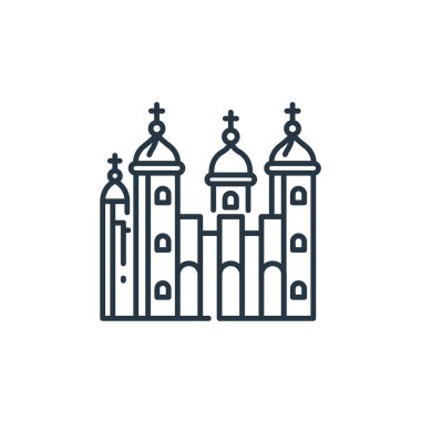 İngiltere konseptinden Londra ikon vektörü. Londra 'nın düzenlenebilir felç kulesinin ince çizgisi. İnternet ve mobil uygulamalar, logo ve yazdırma ortamlarında kullanılacak Londra doğrusal işareti.