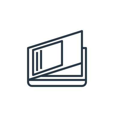 Bilgisayar donanım konseptindeki tarayıcı simgesi vektörü. Düzenlenebilir felcin ince bir çizgisi. Web ve mobil uygulamalarda kullanmak için tarayıcı doğrusal işareti, logo, yazdırma ortamı.