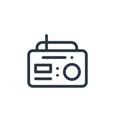 Yaşlılık konseptinden radyo ikonu vektörü. Radyo düzenlenebilir felcin ince bir çizgisi. İnternet ve mobil uygulamalarda kullanmak için radyo doğrusal işareti, logo, yazdırma ortamı.