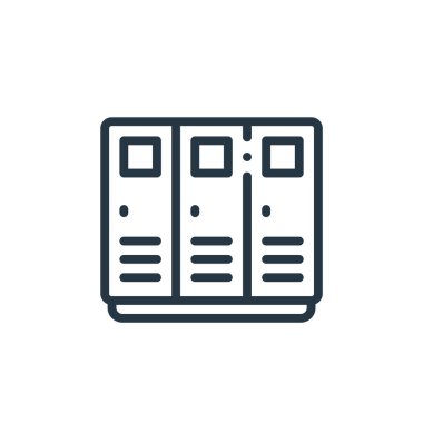 Dolaplar Amerikan futbolu konseptinin ikon taşıyıcısı. Düzenlenebilir felcin ince bir çizgisi. Web ve mobil uygulamalarda kullanmak için dolap doğrusal işareti, logo, yazdırma ortamı.