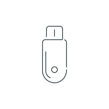 Donanım ve teknoloji konseptinden usb flash disk ikonu vektörü. USB flash bellek düzenlenebilir vuruşunun ince bir çizgisi. Web ve mobil uygulamalarda kullanmak için usb flash disk doğrusal işareti, logo, yazdırma 