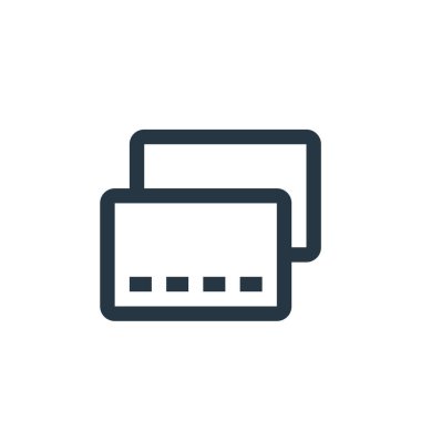 Restoran konseptinden kredi kartı ikonu. Kredi kartı düzenlenebilir vuruşunun ince bir çizgisi. Web ve mobil uygulamalarda kullanım için kredi kartı doğrusal işareti, logo, yazdırma ortamı.