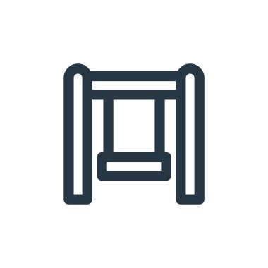 Karnaval ve eğlence konseptinden salıncak ikonu vektörü. İnce çizgili düzenlenebilir felç çizgisi. Web ve mobil uygulamalar, logo ve yazdırma ortamlarında kullanmak için doğrusal işareti salla.