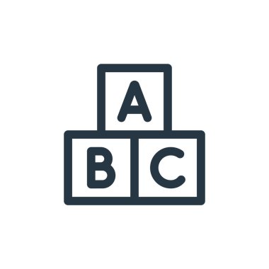 Bebek partisi konseptinden küp ikon vektörü. Düzenlenebilir inmenin ince çizgisi. Web ve mobil uygulamalarda kullanım için doğrusal küp işareti, logo, yazdırma ortamı.