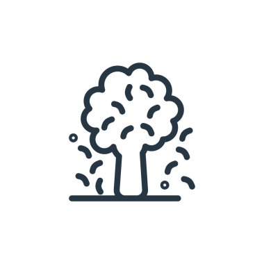 Bahar konseptinden meyve ağacı ikonu vektörü. Kurgulanabilir meyve ağacı felcinin ince bir çizgisi. İnternet ve mobil uygulamalarda kullanmak için meyve ağacı doğrusal işareti, logo, yazdırma ortamı.