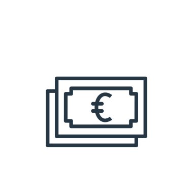 Avro para ikonu vektörü, alışveriş ve ecomerce konseptinden. Avro para düzenlenebilir vuruşunun ince bir çizgisi. Web ve mobil uygulamalarda kullanım için euro para doğrusal işareti, logo, yazdırma medyası.