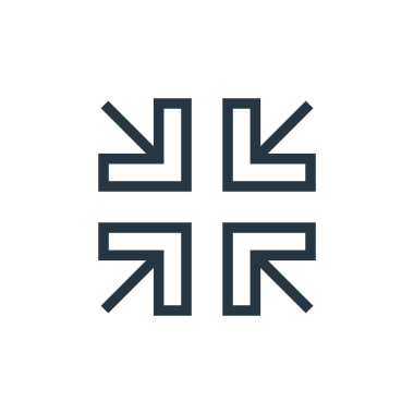 Ok konseptinden simge vektörünü en aza indir. Düzenlenebilir darbeyi minimize etmenin ince çizgisi. Web ve mobil uygulamalarda kullanmak için doğrusal işareti küçült, logo, yazdırma ortamı.