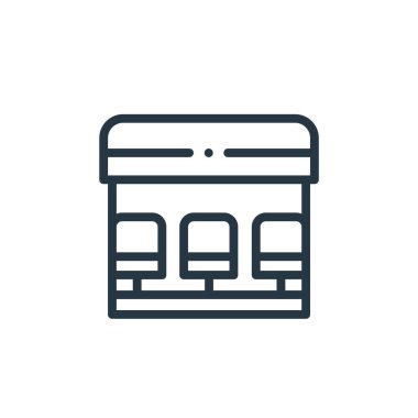 Amerikan futbolu konseptindeki bank ikonu vektörü. Düzenlenebilir inme hareketinin ince bir çizgisi. Web ve mobil uygulamalarda kullanmak için bank doğrusal işareti, logo, yazdırma ortamı.