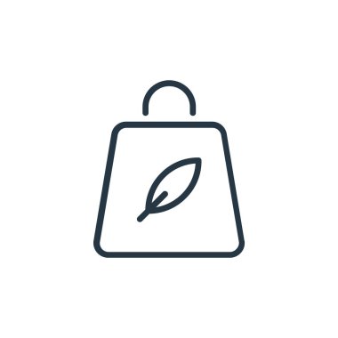 Torba ikonu vektörü ekoloji çizgisi kavramından. Çantanın düzenlenebilir darbesinin ince çizgisi. ağ ve mobil uygulamalarda kullanmak için torba doğrusal işareti, logo, yazdırma ortamı.