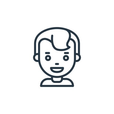 Çocuk avatarları konseptinden erkek ikon vektörü. Düzenlenebilir erkek felcinin ince bir çizgisi. Web ve mobil uygulamalarda kullanmak için çocuk doğrusal işareti, logo, yazdırma ortamı.