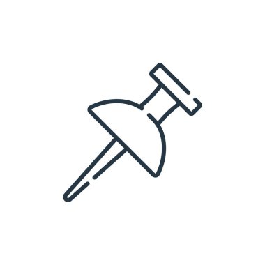 Konum konseptinden ikon vektörü. Düzenlenebilir iğne darbesinin ince çizgisi. Web ve mobil uygulamalar, logo ve yazdırma ortamlarında kullanım için doğrusal işaret.