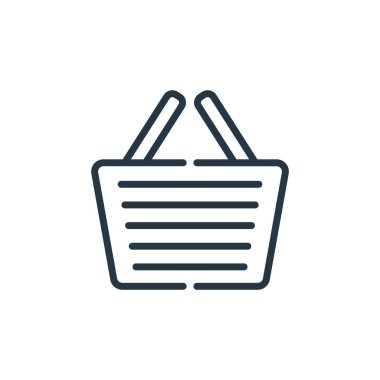 Sanal pazartesi konseptinden alışveriş septi ikonu vektörü. Alışveriş sepeti düzenlenebilir vuruşunun ince bir çizgisi. Web ve mobil uygulamalarda kullanım için alışveriş sepeti doğrusal işareti, logo, yazdırma ortamı.