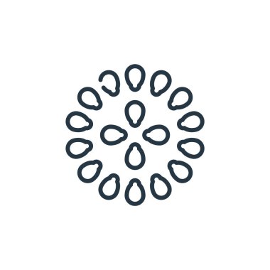 Yiyecek ve içecek alerji konseptinden susam ikonu vektörü. Kurgulanabilir susam felcinin ince çizgisi. Web ve mobil uygulamalarda kullanmak için susam doğrusal işareti, logo, yazdırma ortamı.