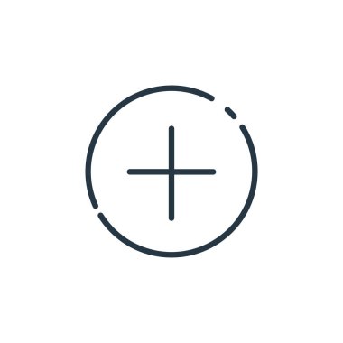 Artı kullanıcı arayüzü kavramından simge vektörü. Düzenlenebilir felcin ince bir çizgisi. Artı web ve mobil uygulamalarda kullanmak için doğrusal işaret, logo, yazdırma ortamı.