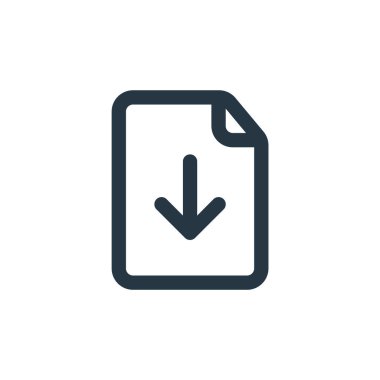 Dosya ve dizin konseptinden dosya simgesi vektörü indir. İndirilebilir dosya darbesinin ince çizgisi. Web ve mobil uygulamalarda kullanmak için dosya doğrusal imzası indir, logo, yazdırma ortamı.