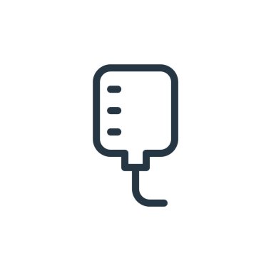 İlaç konseptinden serum poşeti ikonu vektörü. İnce çizgili serumla düzenlenebilir felç. Web ve mobil uygulamalar, logo ve yazdırma ortamlarında kullanım için serum çantası doğrusal işareti.