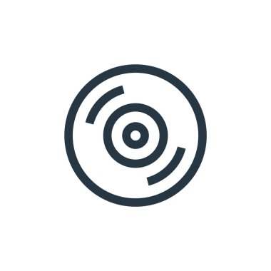 Kutlama konseptinden vynil ikon vektörü. Vynil düzenlenebilir felcin ince çizgisi. Web ve mobil uygulamalarda kullanmak için vynil doğrusal işaret, logo, yazdırma ortamı.