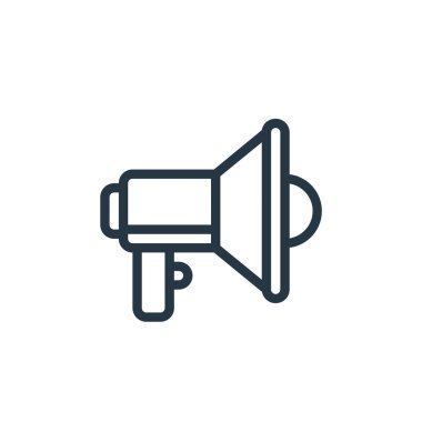 İş ve para kavramından megafon ikon vektörü. Düzenlenebilir megafon vuruşunun ince çizgisi. Web ve mobil uygulamalarda kullanmak için megafon doğrusal işareti, logo, yazdırma ortamı.