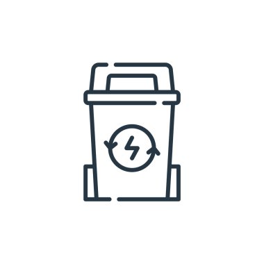 Sürdürülebilir enerji kavramından geri dönüşüm kutusu ikonu vektörü. Geri dönüşüm kutusu düzenlenebilir felcinin ince bir çizgisi. Web ve mobil uygulamalarda kullanmak için geri dönüşüm kutusu doğrusal işareti, logo, yazdırma ortamı.