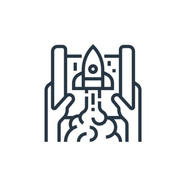 İş modeli kanvas konseptinden başlangıç simgesi vektörü. İnce çizgili, düzenlenebilir felç çizgisi. Web ve mobil uygulamalarda kullanmak için başlangıç doğrusal işareti, logo, yazdırma ortamı.