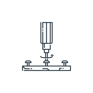 İşçi Bayramı konseptinden tornavida ikonu vektörü. İnce çizgili, düzenlenebilir tornavida darbesi. Web ve mobil uygulamalarda kullanmak için tornavida doğrusal işareti, logo, yazdırma ortamı.