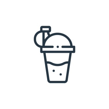 Beslenme konseptinden titretici ikon vektörü. Düzenleyici vuruşun ince çizgisi. Web ve mobil uygulamalarda kullanmak için karıştırıcı doğrusal işareti, logo, yazdırma ortamı.