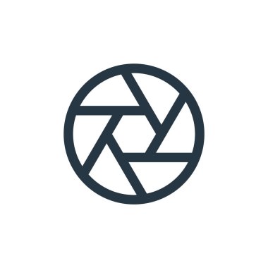 Fotoğraf konseptindeki açıklık simgesi vektörü. Düzenlenebilir deliğin ince çizgisi çizimi. Web ve mobil uygulamalar, logo ve yazdırma ortamlarında kullanım için açık doğrusal işaret.