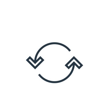 Ok konseptinden simge vektörünü tazele. Yenilenebilir felcin ince bir çizgisi. Web ve mobil uygulamalarda kullanmak için doğrusal işareti tazele, logo, yazdırma ortamı.