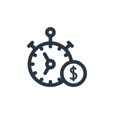 İş yönetimi konseptinden kronometre ikon vektörü. Kronometre düzenlenebilir felcin ince bir çizgisi. Web ve mobil uygulamalarda kullanmak için kronometre doğrusal işareti, logo, yazdırma ortamı.