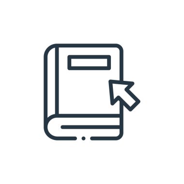Kitap konseptinden ikon vektörü. Düzenlenebilir kitap vuruşunun ince çizgisi. Web ve mobil uygulamalarda kullanmak için kitap doğrusal işareti, logo, yazdırma ortamı.