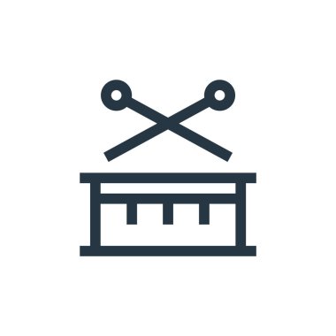 Müzik festivali konseptinin davul ikonu. Düzenlenebilir davul vuruşunun ince çizgisi. Web ve mobil uygulamalarda kullanmak için davul doğrusal işareti, logo, yazdırma ortamı.