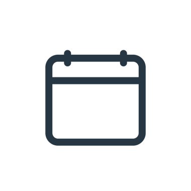 Arayüz kavramından takvim simgesi vektörü. Takvim düzenlenebilir vuruşunun ince çizgisi. Web ve mobil uygulamalarda kullanmak için takvim doğrusal işareti, logo, yazdırma ortamı.