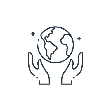 Toprak Ana Günü konseptinden toprak ikonu vektörü. Dünya düzenlenebilir vuruşunun ince bir çizgisi. Web ve mobil uygulamalar, logo ve yazdırma ortamlarında kullanmak için yer doğrusal işareti.