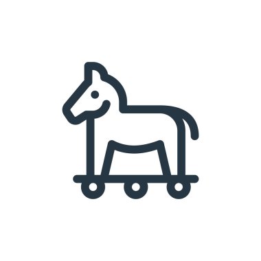 Truva ikonu vektörü iş idaresi konseptinden. Truva usulü düzenlenebilir felcin ince bir çizgisi. Web ve mobil uygulamalarda kullanmak için Truva doğrusal işareti, logo, yazdırma ortamı.