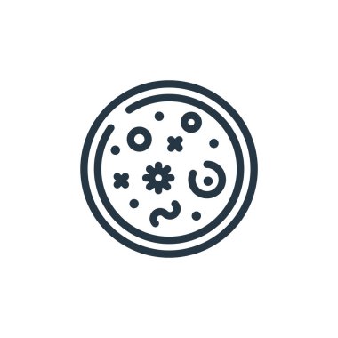 Bilim konseptindeki petri kabı ikonu vektörü. İnce çizgili düzenlenebilir bakteri kabı felci çizgisi. Web ve mobil uygulamalarda kullanmak için petri kabı doğrusal işareti, logo, yazdırma ortamı.