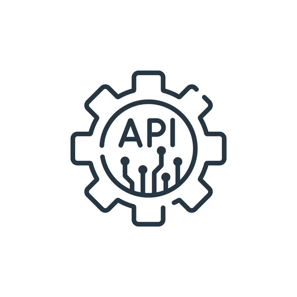 Programlama konseptinden api simgesi vektörü. İnce çizgili düzenlenebilir felç çizgisi. Web ve mobil uygulamalarda kullanmak için api doğrusal işareti, logo, yazdırma ortamı.