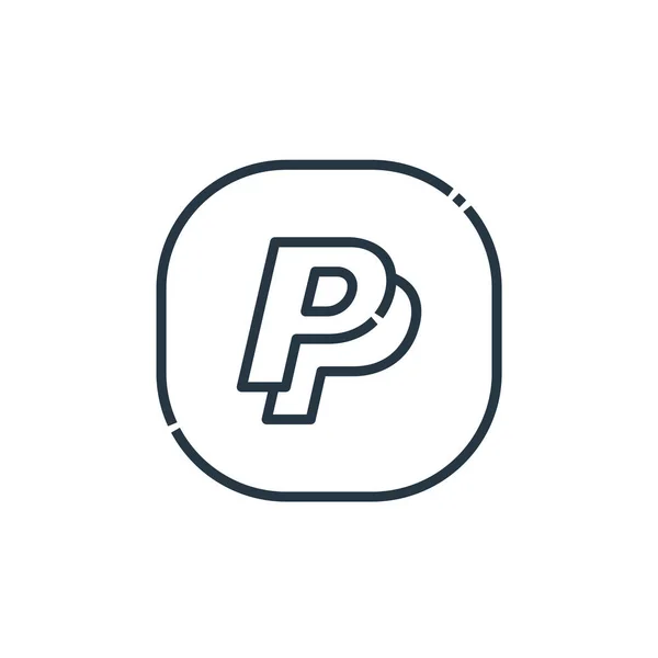 Paypal Icon Vector Conceptul Logo Uri Social Media Linie Subțire — Vector de stoc