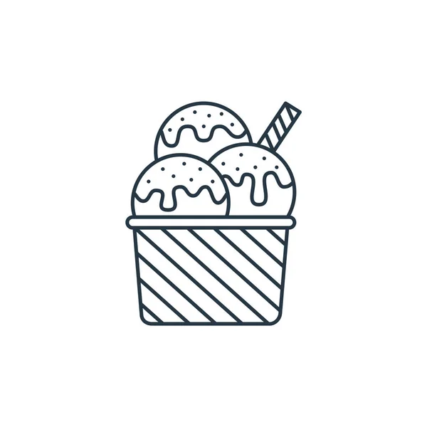 Вектор Иконок Мороженого Концепции Карнавала Тонкая Линия Иллюстрации Мороженого Редактируемый — стоковый вектор