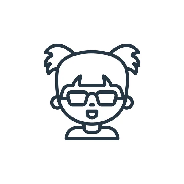 Дівчина Значок Вектор Концепції Дитячих Аватарів Тонка Лінія Ілюстрація Редагованого — стоковий вектор