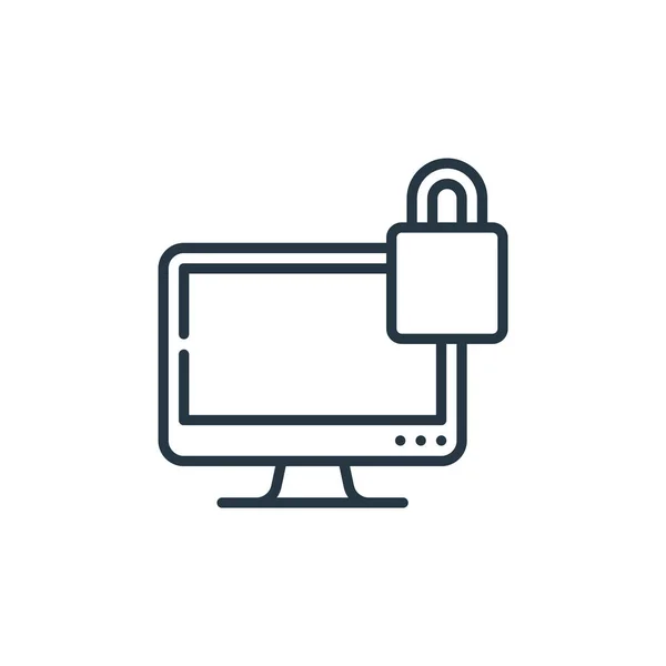 Vector Icono Protección Del Concepto Seguridad Cibernética Ilustración Línea Delgada — Archivo Imágenes Vectoriales