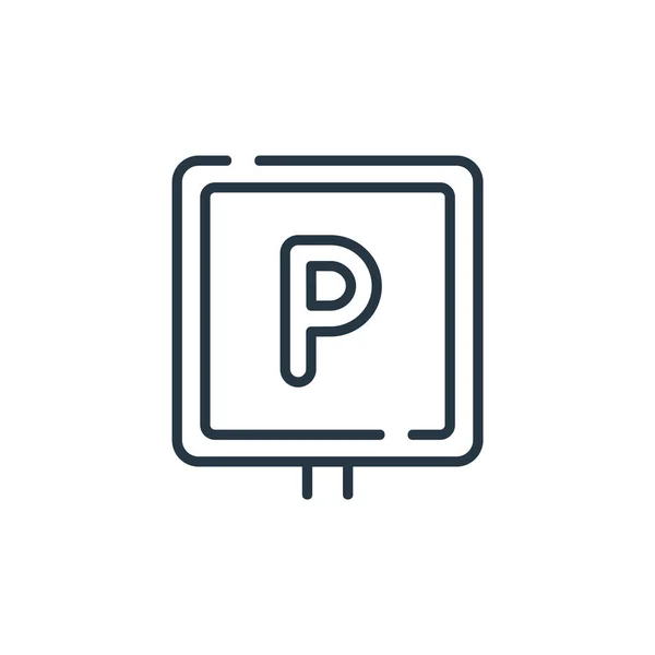 公共交通機関のコンセプトから駐車標識アイコンベクトル 駐車標識編集可能なストロークの細い線図 駐車標識ウェブやモバイルアプリ 印刷メディアで使用するための線形標識 — ストックベクタ