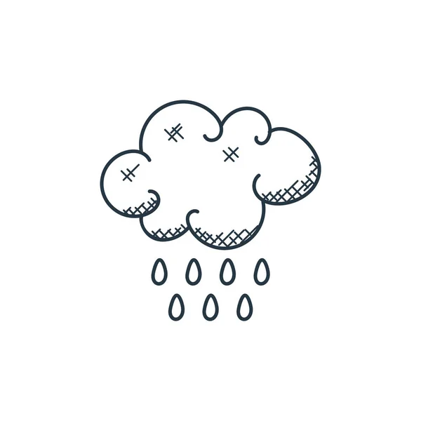 天候の概念からの雨のアイコンベクトル 雨の編集可能なストロークの細い線図 ウェブやモバイルアプリ 印刷メディアで使用するための雨の線形標識 — ストックベクタ