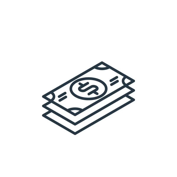 Banknotes Icon Vector Money 컨셉트 지폐가 뇌졸중을 일으키는 모바일 사용하기 — 스톡 벡터