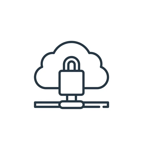 Cloud Computing Vector Icono Concepto Seguridad Cibernética Ilustración Línea Delgada — Archivo Imágenes Vectoriales