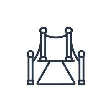 Etkinlik yönetim kavramından kırmızı halı ikonu vektörü. Kırmızı halının düzenlenebilir ince çizgisi. Web ve mobil uygulamalarda kullanmak için kırmızı halı doğrusal işareti, logo, yazdırma ortamı.