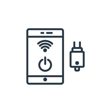 İnternet konseptindeki telefon simgesi vektörü. İnce çizgili, düzenlenebilir telefon felci çizgisi. Web ve mobil uygulamalarda kullanmak için telefon doğrusal işareti, logo, yazdırma ortamı.