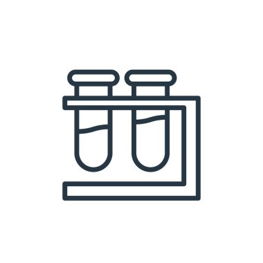 Coronavirus konseptinden tüp ikon vektörü test edin. İnce çizgili test tüpleri düzenlenebilir felç çizgisi. Web ve mobil uygulamalarda kullanım için test tüpleri doğrusal işareti, logo, yazdırma ortamı.