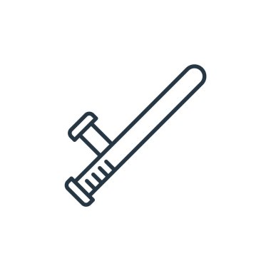 Hukuk kavramından bir cop ikonu vektörü. Cop 'un düzenlenebilir vuruşunun ince çizgisi. Web ve mobil uygulamalar, logo ve yazdırma ortamlarında kullanmak için cop lineer işareti.