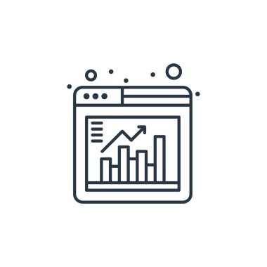 Dijital pazarlama konseptinden web analiz ikonu vektörü. Düzenlenebilir ağ analizinin ince çizgisi. Web ve mobil uygulamalar, logo ve yazdırma ortamlarında kullanım için ağ analizi doğrusal işareti.