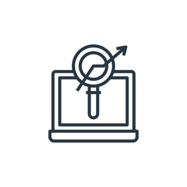 Başlangıç ve gelişme konseptinden itibaren arama motoru optimizasyon ikonu vektörü. Arama motoru optimizasyon düzenlenebilir vuruşunun ince çizgisi. kullanım için arama motoru optimizasyon doğrusal işareti 